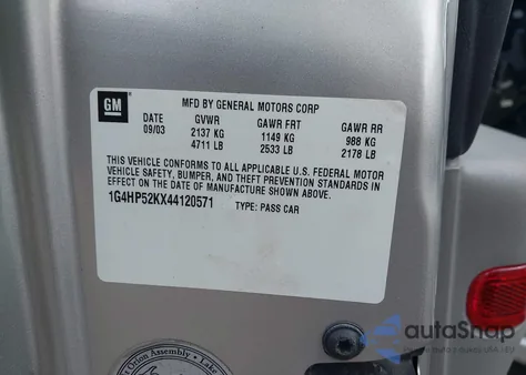 2004 Buick Lesabre Custom from USA, damaged, VIN 1G4HP52KX44120571